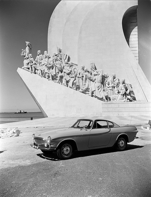 1966 - Volvo P1800S at Monument to the Discoveries or Padrão dos Descobrimentos at  Tagus River in Santa Maria de Belém, Lisbon, Portugal.
