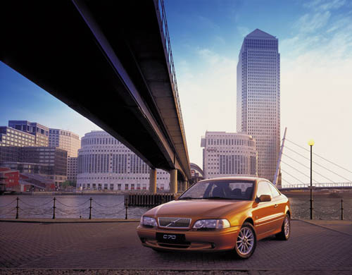 2002 - Volvo C70 at Bank Street at Canary Wharf in London, UK.