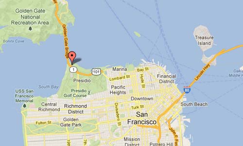 Golden Gate Bridge Vista Point SF USA Map
