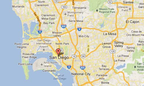 C Street in San Diego CA USA Map