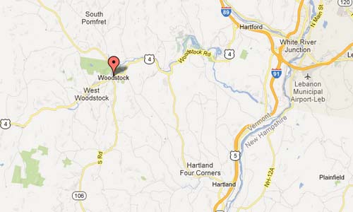 Woodstock Vermont USA Map