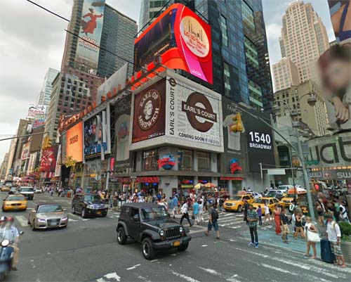 2013 - Corner of 7th Avenue, W45St, Broadway and Times Square in New York, USA (Google Streetview)