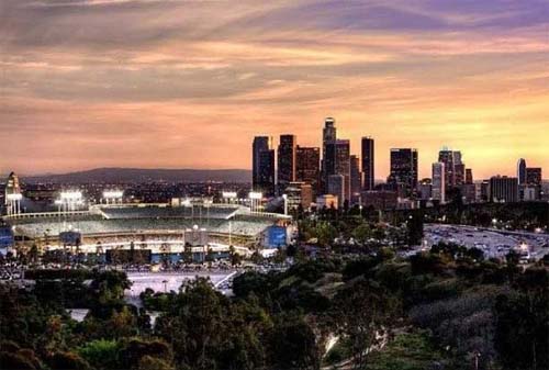 2013 - View on Dodger Park and Los Angeles from Elysian Park in Los Angeles, USA