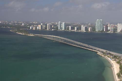 Miami Rickenbacker Causeway aerial view