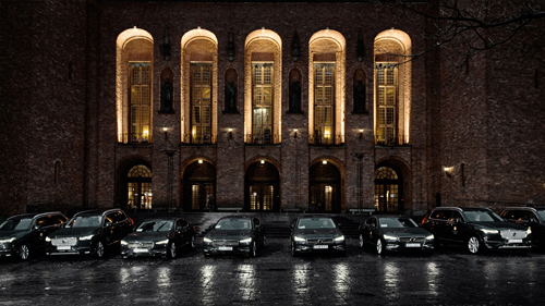 2016 - Volvo S90 and XC90 at the Stadshuset in Stockholm during Nobel Week.