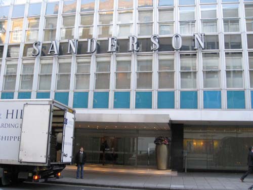 The Sanderson Hotel, located at the former site of No. 54 Berners Street. (Note truck making deliveries)