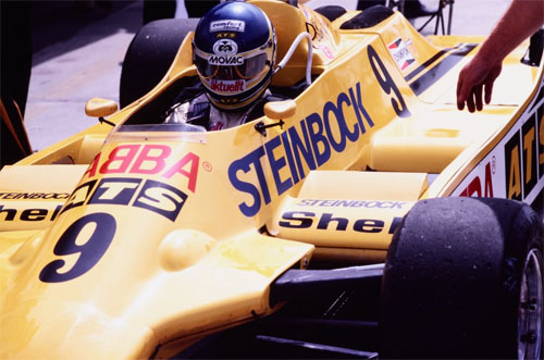 1981 - Slim Borgudd in an ATS D4 at German GP.jpg