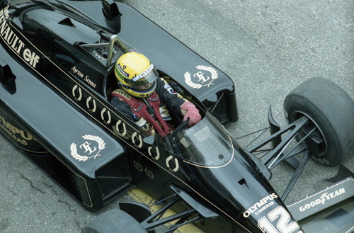 Ayrton Senna with Lotus-Renault (seen here during tyre tests)
