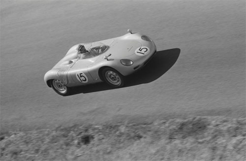 1959 - Carel Godin de Beaufort drives car number 15, a Porsche 718 at Dutch Grand Prix