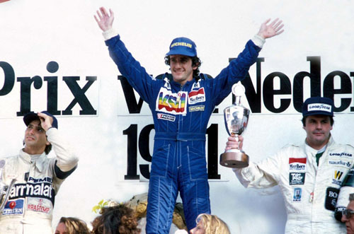1981 - Podium with Piquet, Prost and Jones