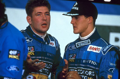 1994 - Jos Verstappen with teammate Michael Schumacher