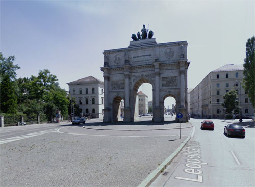 2016 - Siegestor at Leopoldstraße in  Munich, Germany (Google Streetview)