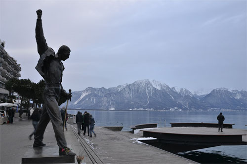 2016 - Quai de la Rouvenaz in Montreux with statue of Queen’s Freddie Mercury 