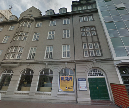 2016 - Apotek Hotel on Austurstræti and Pósthússtræti in Reykjavík on Iceland (Google Streetview)