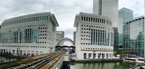 2016 - Bank Street at Middle Dock with view on Reuters Building at Canary Wharf in London, UK (Google Streetview)