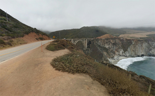 2016 - Bixby Creek Bridge on Cabrillo Hwy south of Carmel Highlands in Monterey, California, USA (Google Streetview)