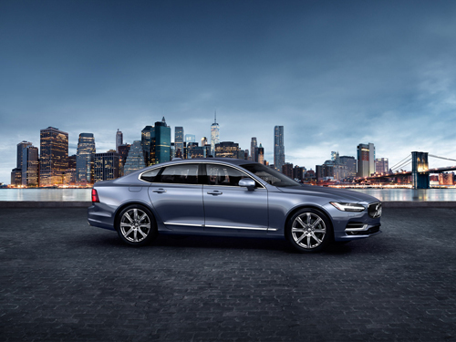 2016 - Volvo S90 in Brooklyn Bridge Park in Brooklyn Heights in New York, USA.